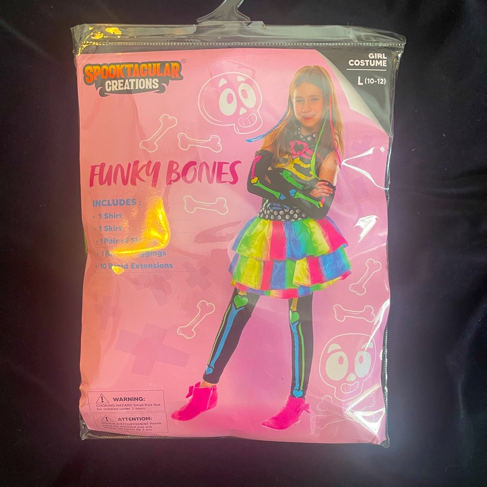 Girls skeleton “funky bones” costume